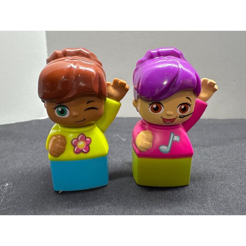 Mattel Mega Blocks Figures Set Of 2 - Girl With Brown Hair & Girl With Purple Ha